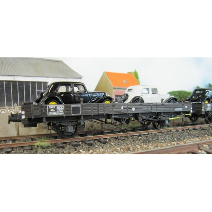 K269 wagon plat à ridelles en bois de 10m Nord/SNCF