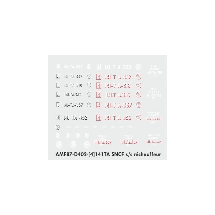 Decalcs pour 141TA Jouef/Kitway version s/s réchauffeur