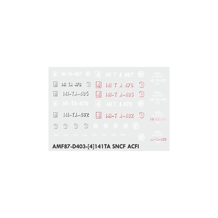Decalcs pour 141TA Jouef/Kitway version ACFI