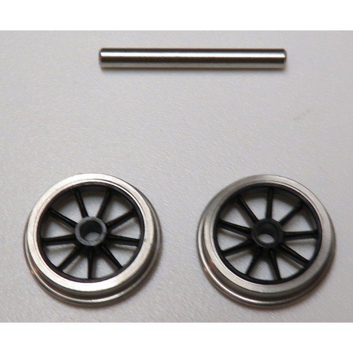 1 essieu porteur à roues à 9 rayons de 12mm