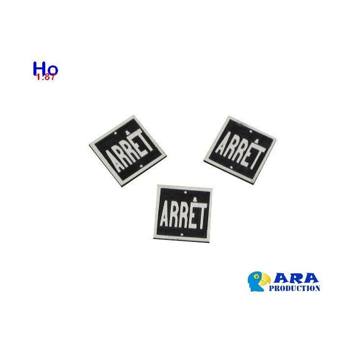 3 plaques ARRET carrées Ara
