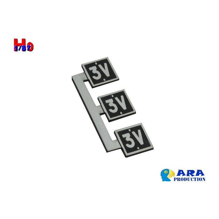 3 plaques 3V Tête de rame 3 voitures Ara