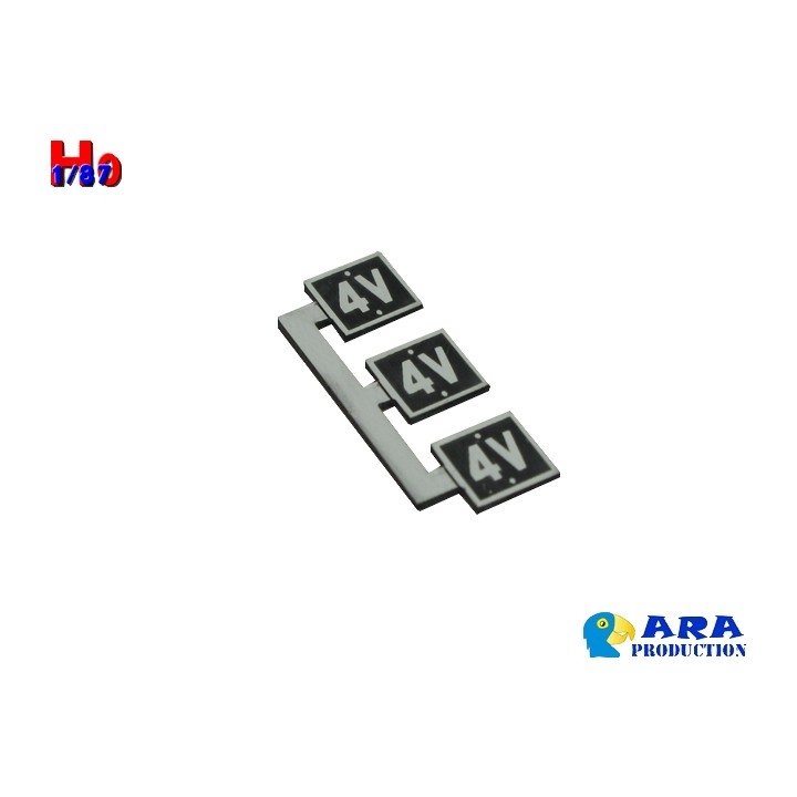 3 plaques 4V Tête de rame 3 voitures Ara