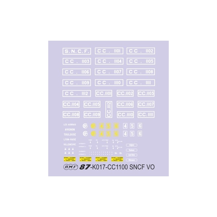 Planche de deco pour CC1100 SNCF VO