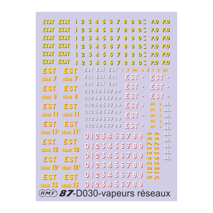 D030 Marquages vapeurs anciens réseaux Est, Etat, AL, PO