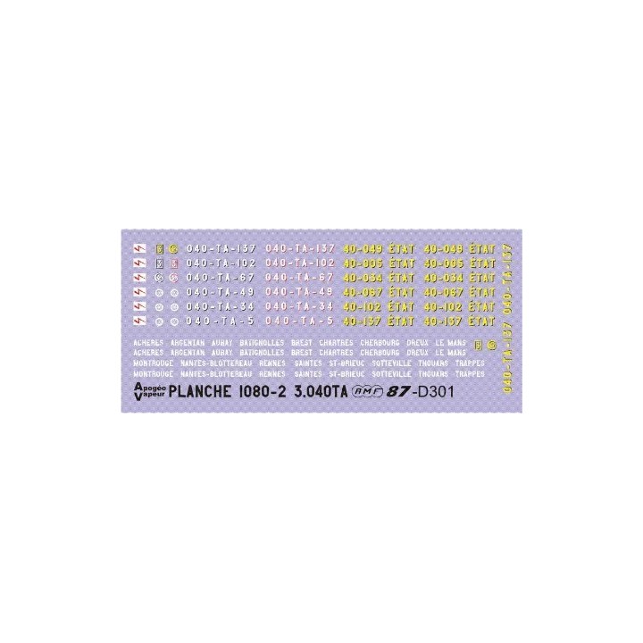 Immatriculations 3-040TA Ouest SNCF/ETAT