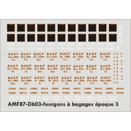 Planche déco pour fourgons à bagages Nord, OCEM, Est et PLM