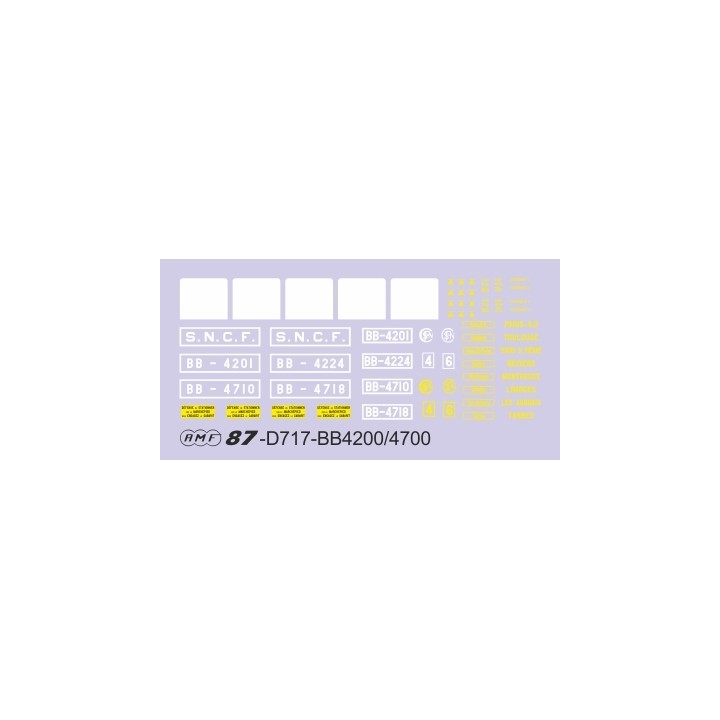 Planche de deco pour BB4200/4700 SNCF Piko