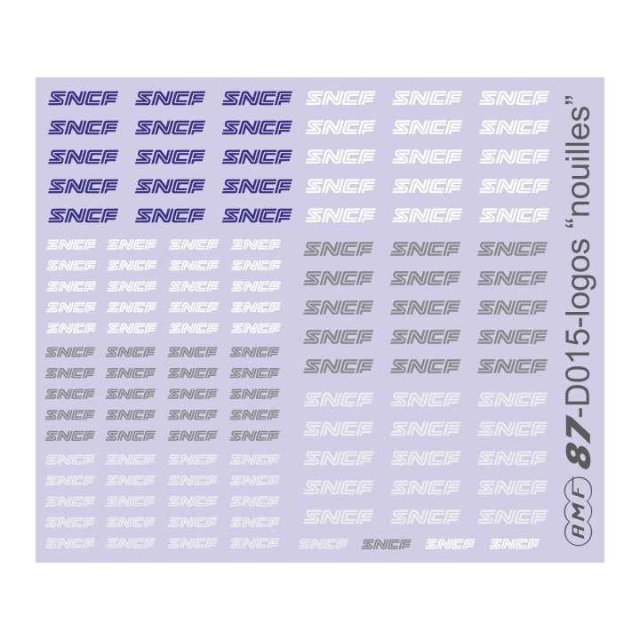 124 logos SNCF nouilles bleu, blanc et gris argent