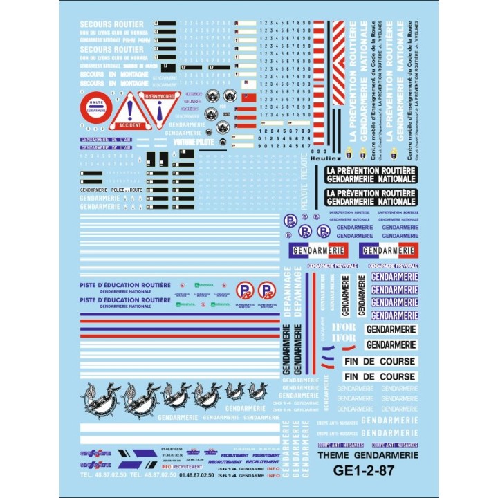 Decalcs vehicules de gendarmerie