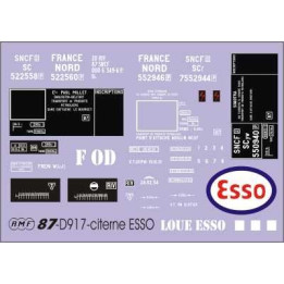 Déco citerne ESSO pour citerne 2 essieux ou à bogies Nord ou SNCF