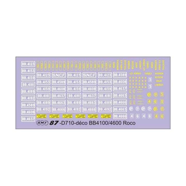 Planche de deco pour BB4100/4600 SNCF Roco