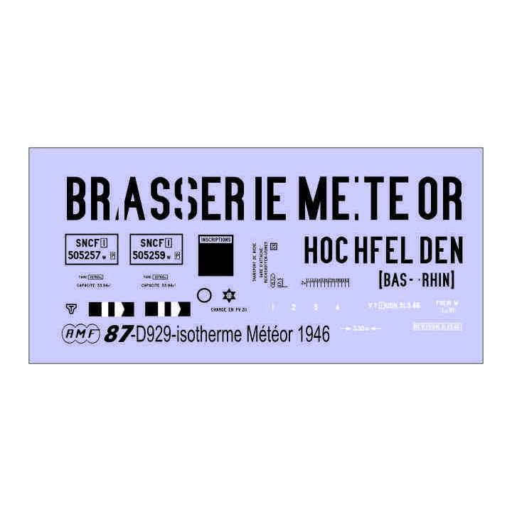 Déco isotherme Brasserie Météor SNCF ép3 1946/1960 (noir fond blanc)