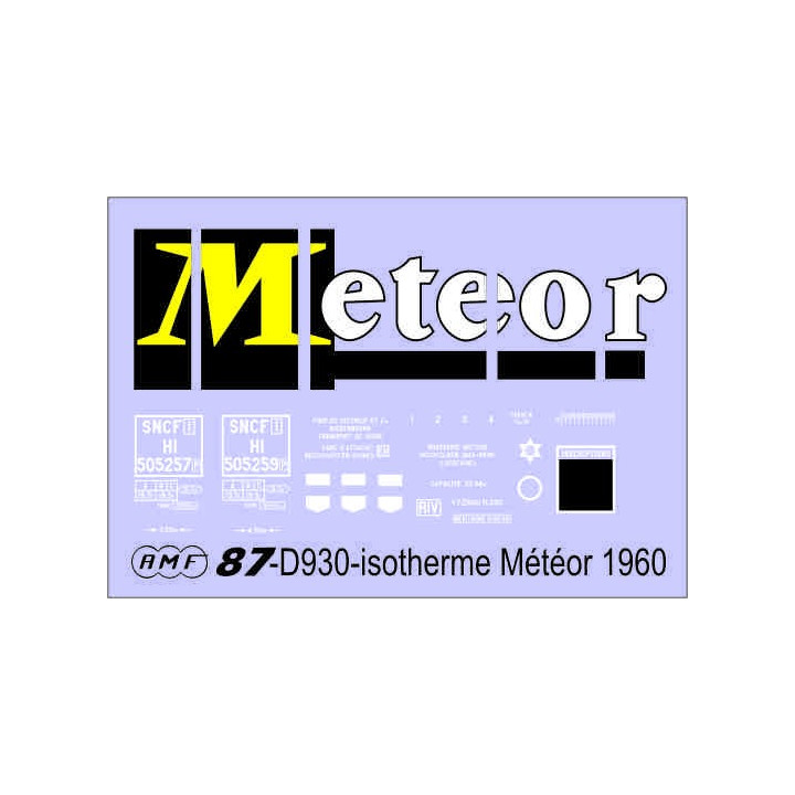 Déco isotherme Brasserie Météor SNCF ép3 1960/1968 (jaune fond bleu)
