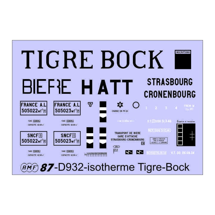 Déco isotherme Brasserie Tigre-Bock AL et SNCF ép2 et 3 (noir fond blanc)