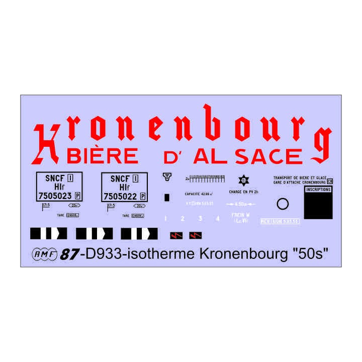 Déco isotherme Brasserie Kronenbourg SNCF ép3 (rouge fond blanc)